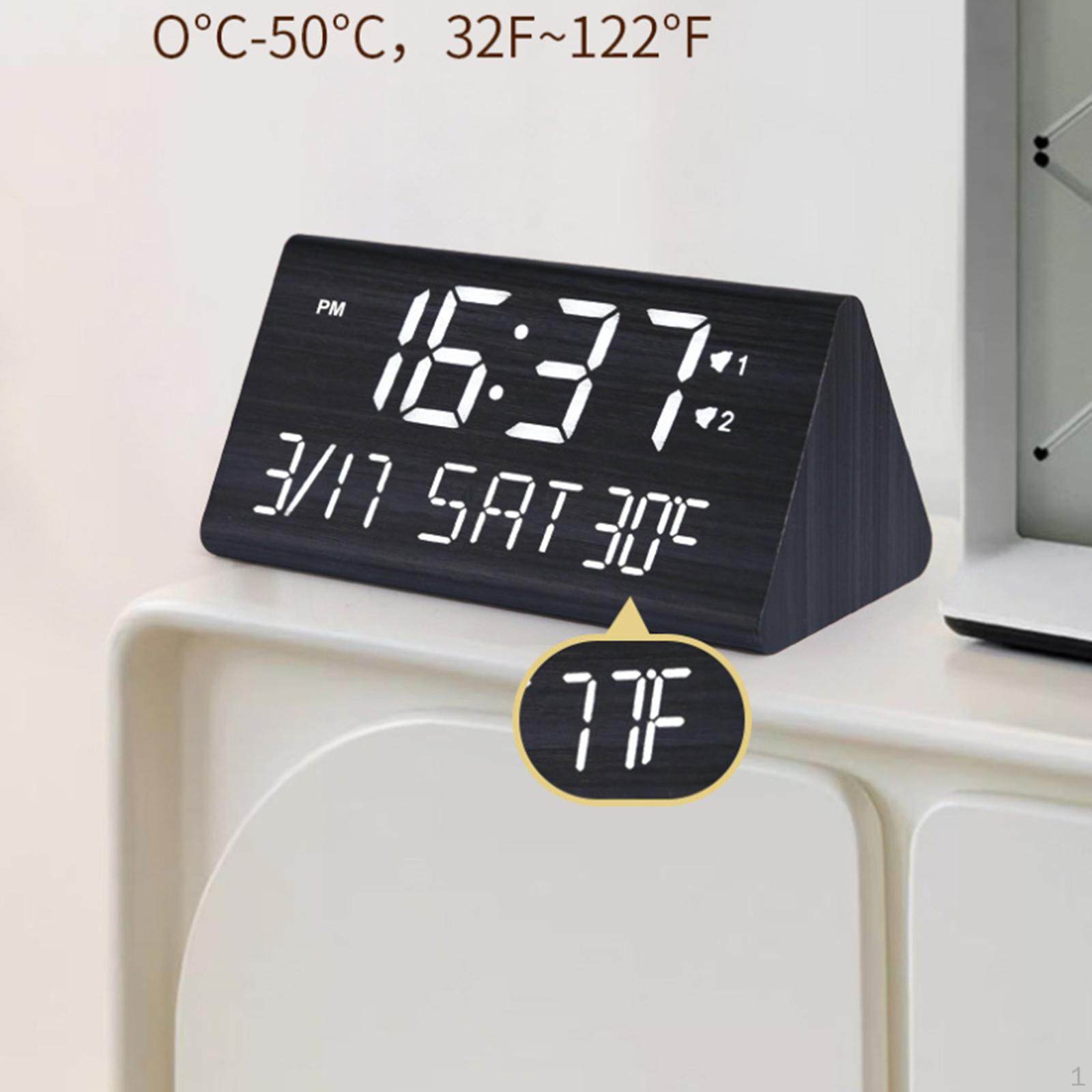 Цифровой будильник настольный светодиодный электронный для прикроватного офиса Black